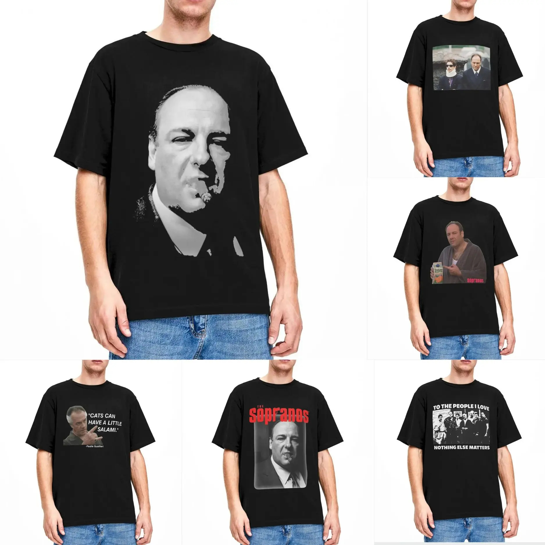 Men's T-Shirt Tony Soprano T-Shirts Fashion The meadow Sopranos Summer Tee Shirt Vintage Custom Logo Cotton Clothing Plus Size