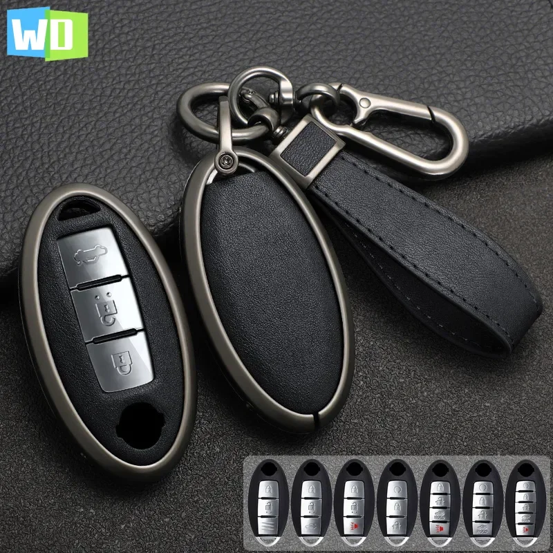 

Zinc Alloy + Leather Car Key Case For Nissan Juke Leaf Micra K12 Note Patrol Qashqai J11 J10 Tiida Versa Murano X-Trail T32 T31