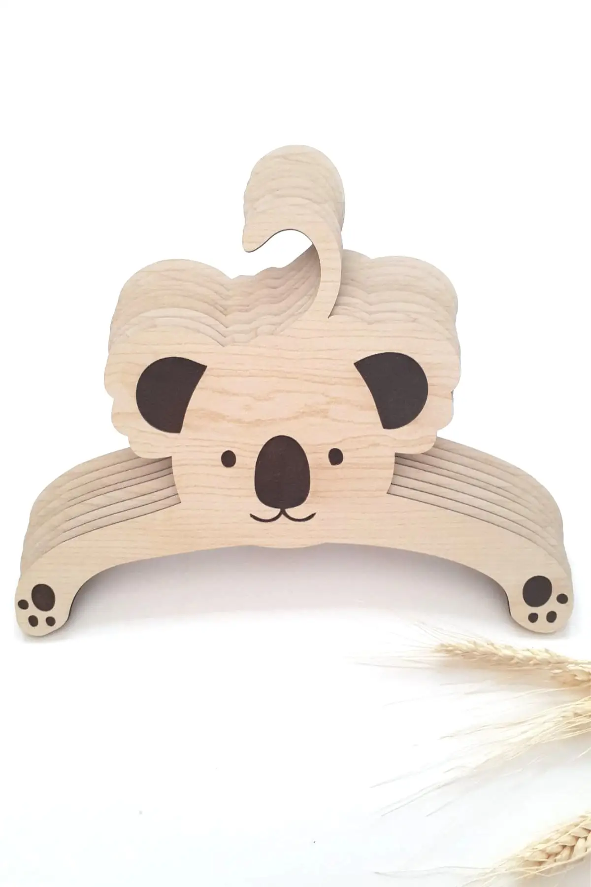 5 Pieces Baby Clothes Hanger Wooden Clothes Hanger Koala High Quality New Model Kids Room Wardrobe Hanger 2022