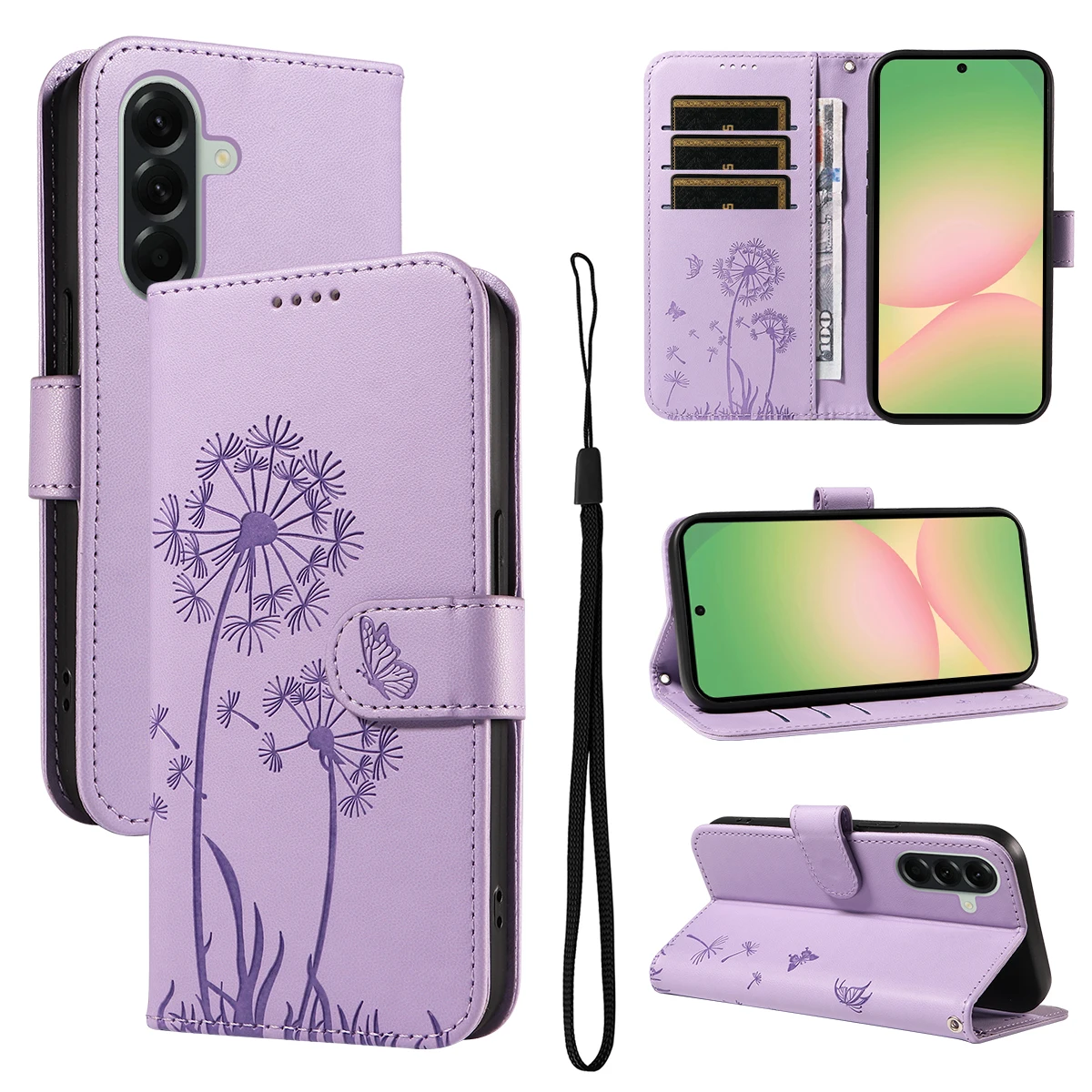 Luxury Leather Phone Case for Fundas Samsung Galaxy A18 A08 A57 A37 A27 A17 A07 Case Dandelion Wallet Flip Cover For Galaxy A18