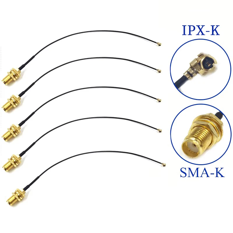 100Pcs SMA Connector Cable Female to uFL/u.FL/IPX UFL to SMA Female RG1.13 Antenna RF1.13 Cable Assembly RP-SMA-K