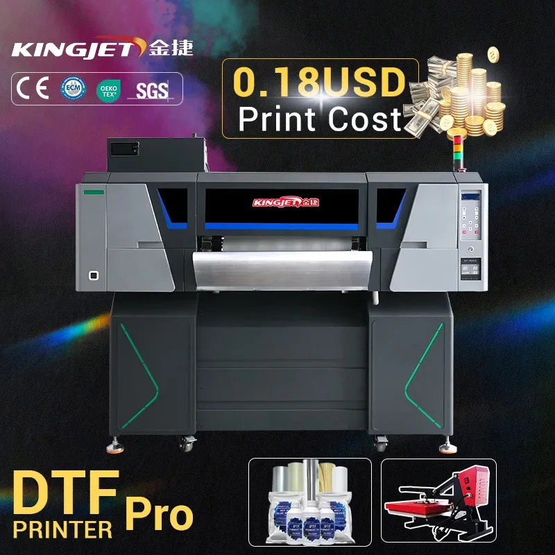 Kingjet 604 PRO dtf printer impresora I3200 4 head 24 inch with powder shaker a2 a4 film hot melt inks for 60cm printing machine