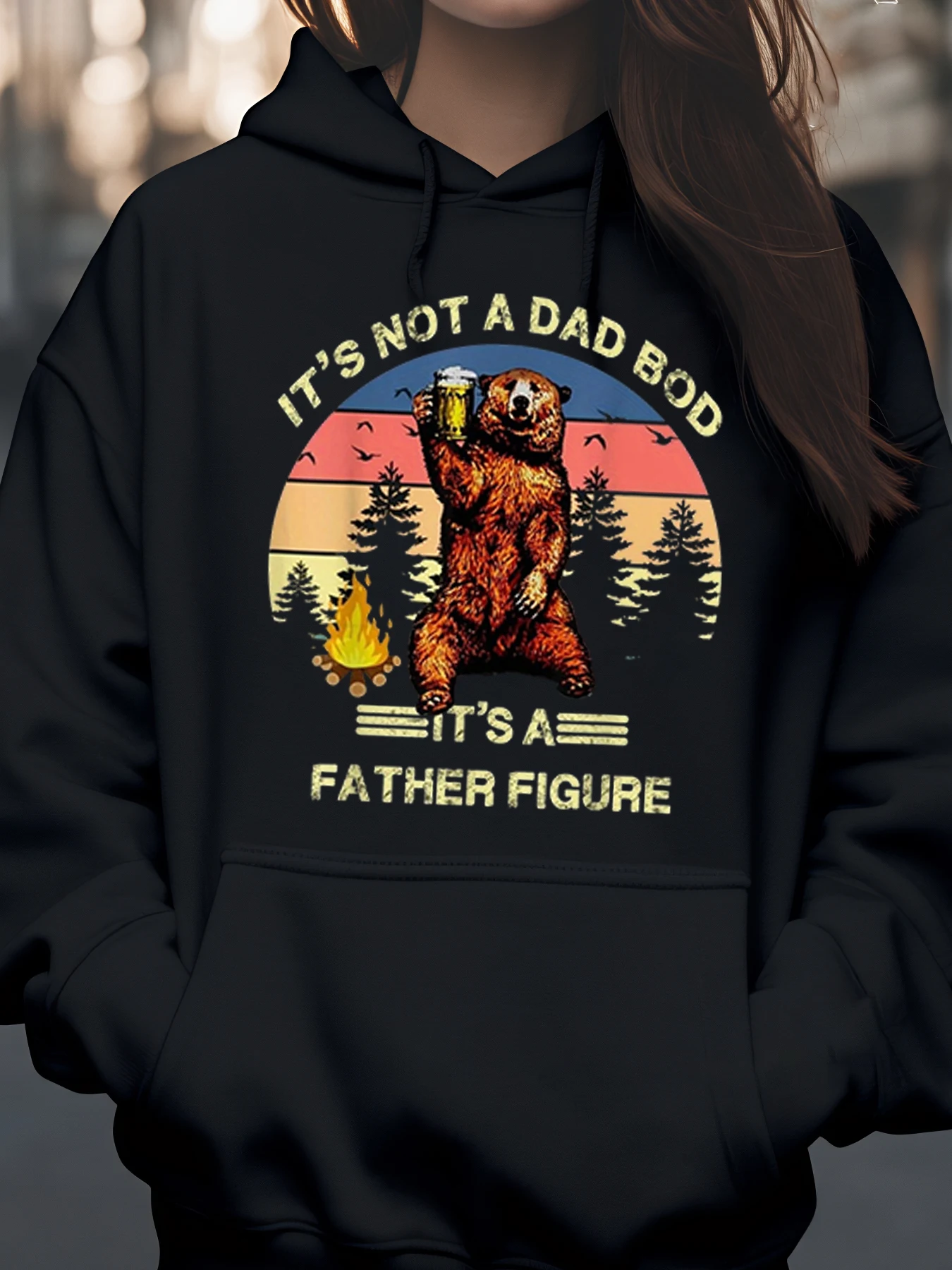 

Винтажная толстовка с принтом «Медведь держит пиво», повседневная одежда ко Дню отца для мужчин