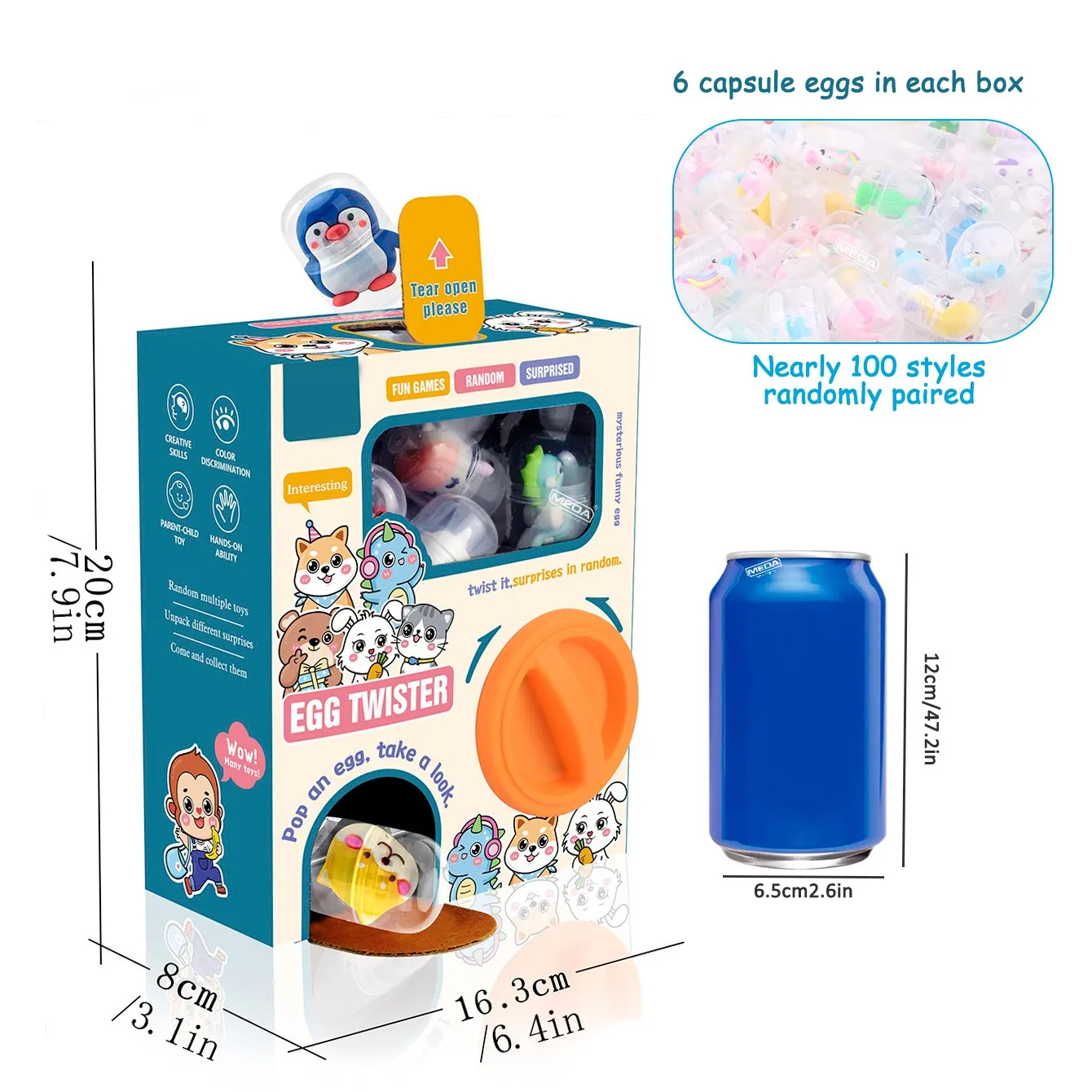 Gachapon Machines Blind Box met 6 stks Willekeurige Capsule Ei Kerst Draaimachine Kartonnen Doos met Capsule Speelgoed voor Kinderen