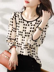 Spot French Gentle Bubble Sleeves Shirt 2024 Summer New Wave Dot Flesh Covering Versatile Women's Shirt