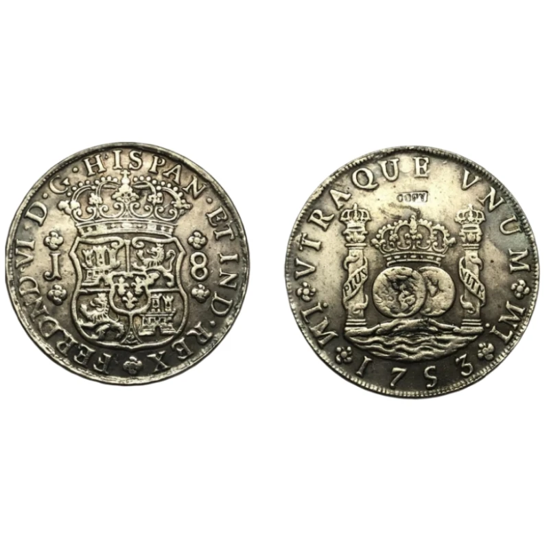 Copia exacta chapada en plata, 8 pilares, España, 1753
