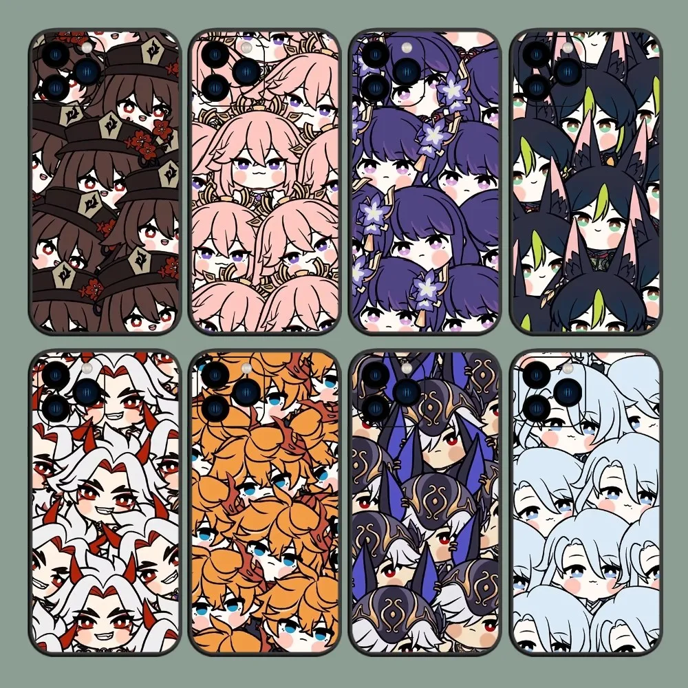 Funda de teléfono Genshin Impact Hu Tao Yae Miko para iPhone 8, 11, 12, 13, 14, 15, Mini X, XR, XS PRO MAX Plus