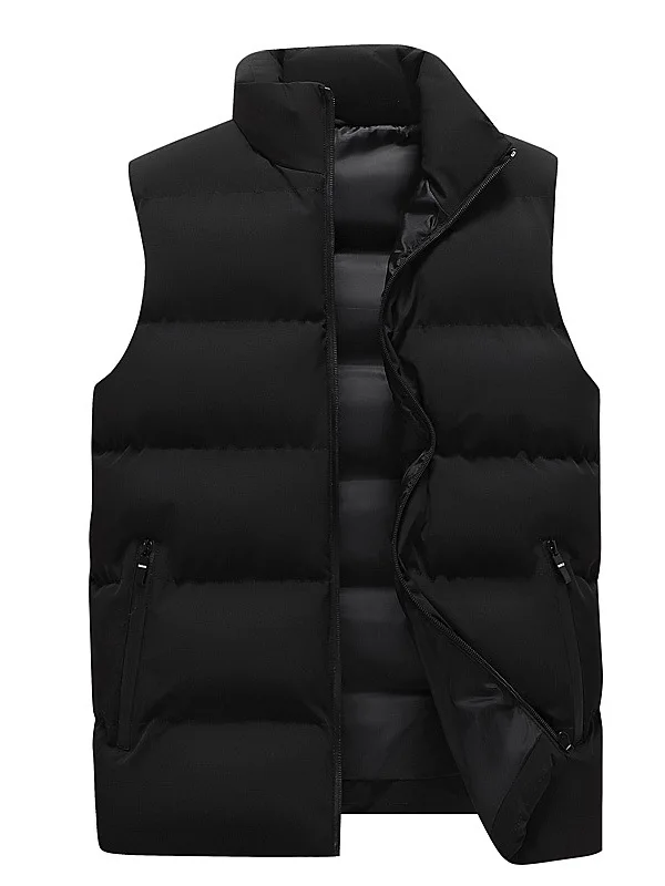 

Повседневный однотонный жилет на молнии для мужчин, для отдыха, с воротником-стойкой, для дома, из других материалов, 100% китайское производство