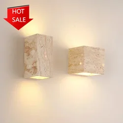 Yellow Travertine Stone Wall Mounted Lamp for Shop Restaurant Cafe Indoor Outdoor Decoration Sconce Light Background House