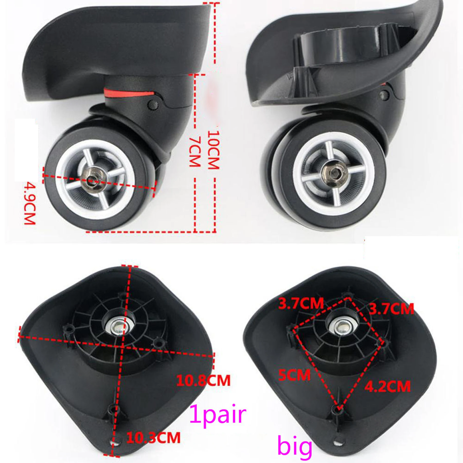 GUGULUZA S/L 2pcs/pair Rubber Swivel Wheels 360 Degree Rotation Suitcase Replacement Casters Parts Dropship ST0042