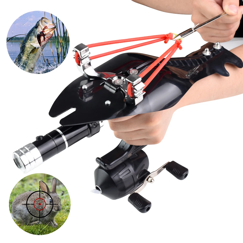 

Powerful Laser Protective Plate Fishing Slingshot Aluminum Alloy High-speed Catapult Handguard Slingshot Package Accessories