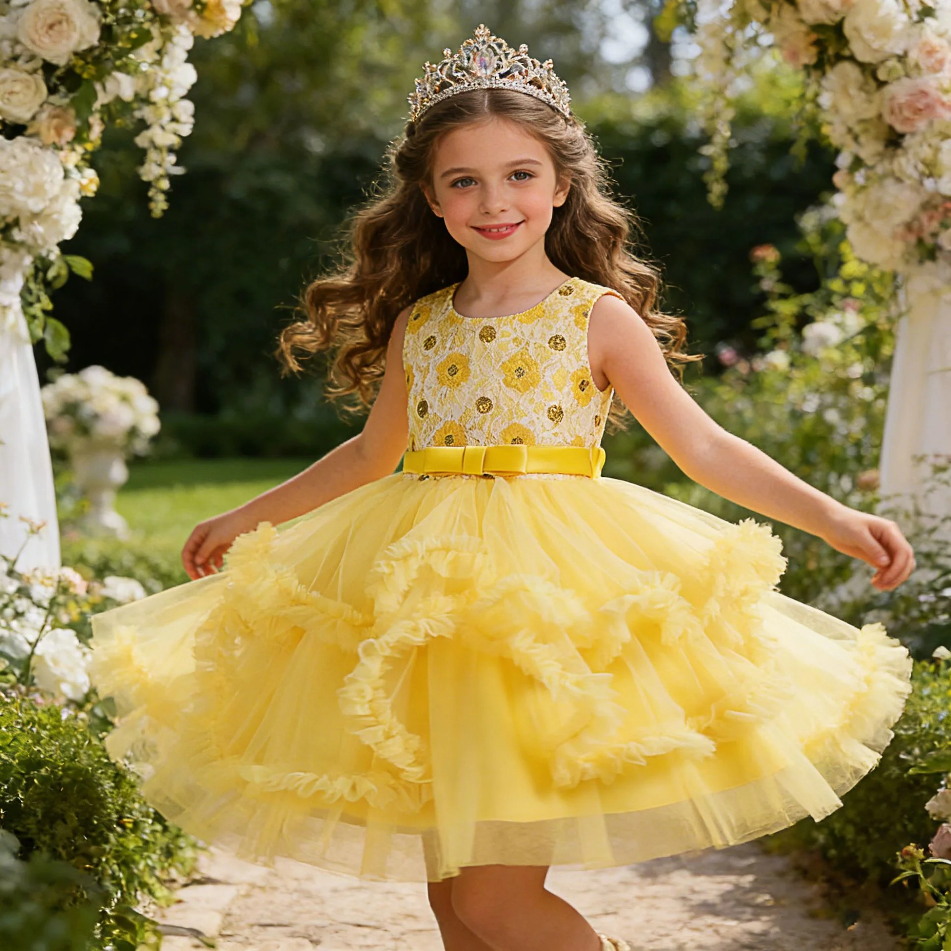 Dreams Baby Girls Performance Skirt sleeveless flower lace Floral girl's dress Children's Day party birthday Holy Communion eleg