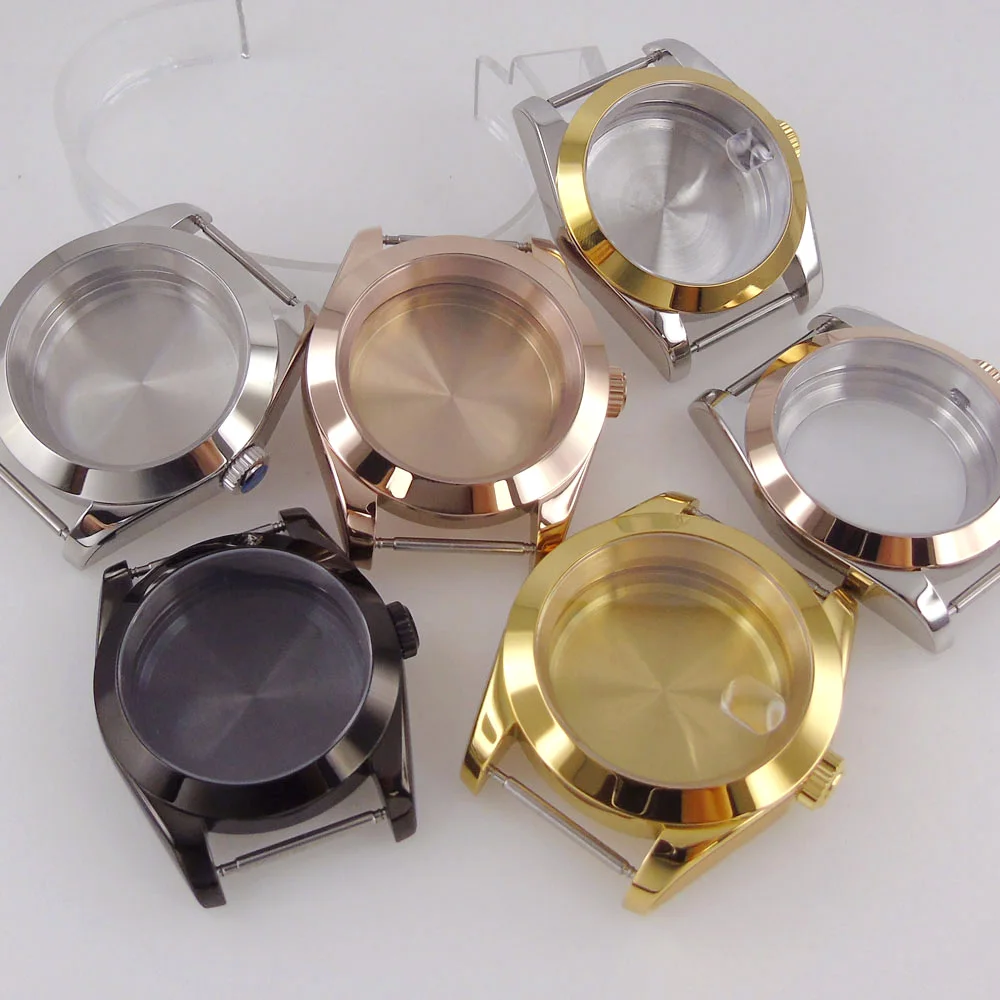 Silver Black Rose Gold 36mm 39mm Polished Bezel Watch Case for NH34 NH35 NH36 NH38 NH39 NH70 NH72 ETA2824 PT5000 Accessories