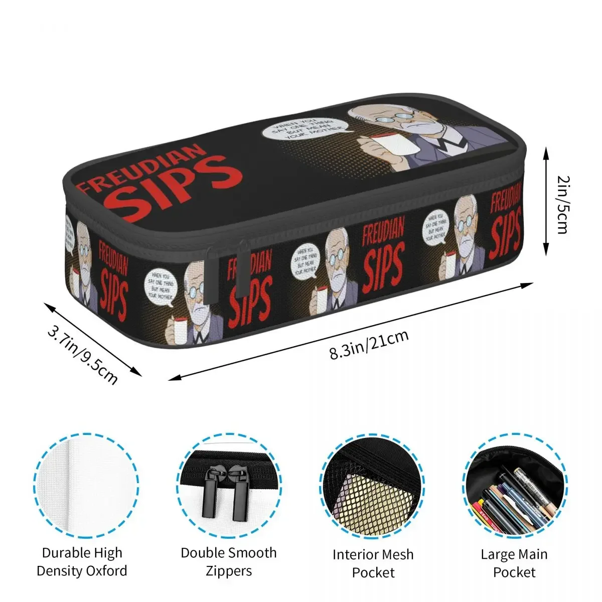 Freudian Sips- Psychology Design Pencil Case for Kids Gifts Pen Box Pencil Bag Stationery Supplies Pen Holder Bag