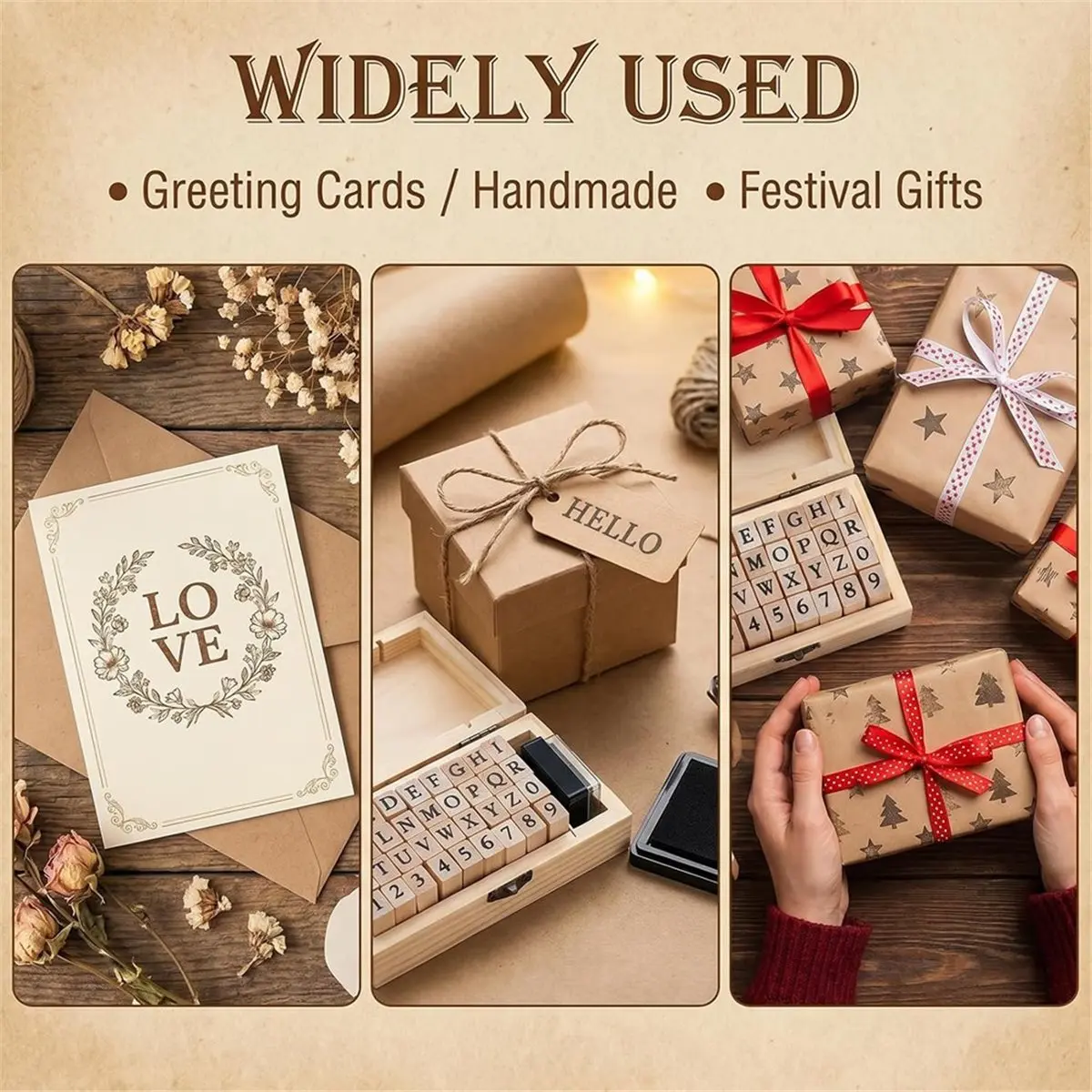 36 Pcs Alphabet Number Stamps, Wooden Rubber Letter Number Stamps Set for DIY Craft Scrapbooking and Card Making
