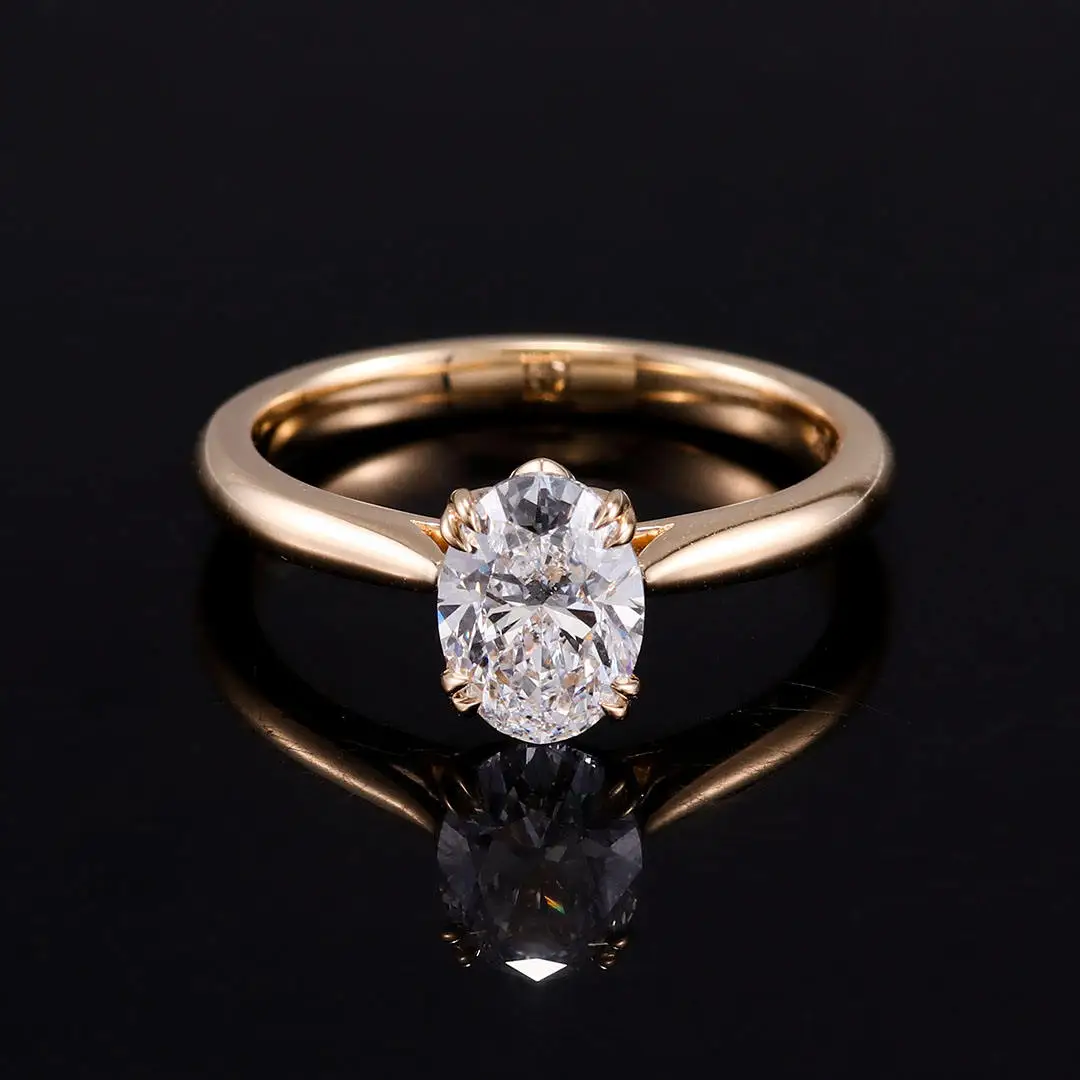 14K Yellow Gold Oval Cut 1-2CT Lab Grown Diamond Engagement Ring CVD HPHT Lab diamond luxury jewelry