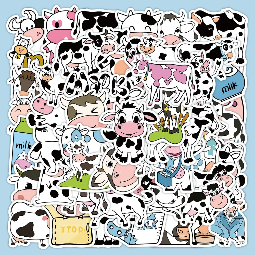 60 pcs adorable cow stickers without repetition Instagram style high beauty girl heart strawberry cow decoration waterproof