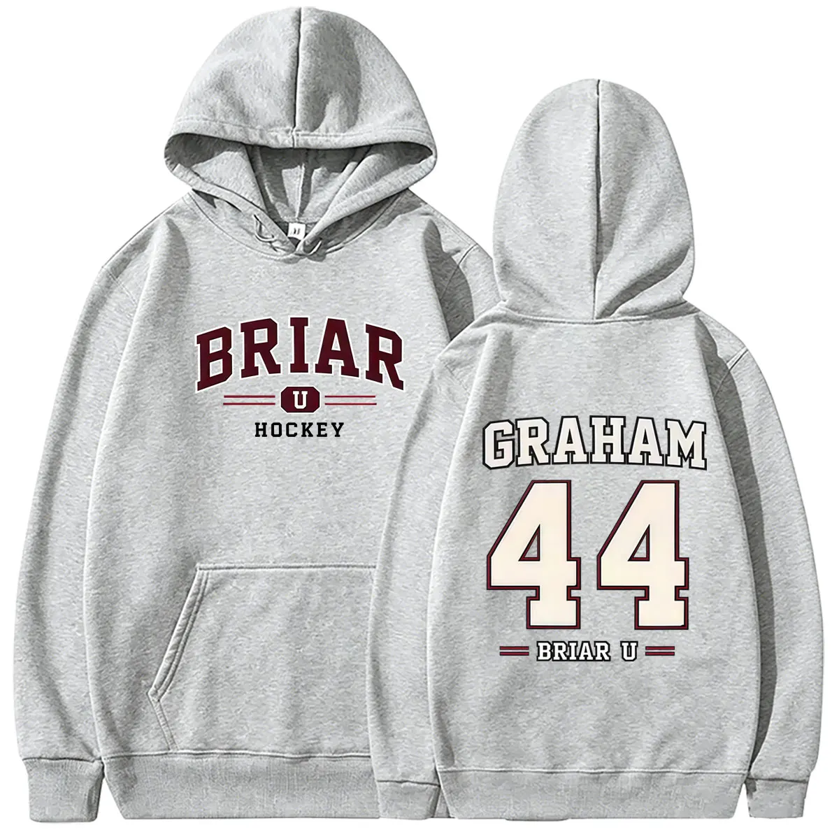 Off Campus Briar University Hockey Graham 44 Grafik-Hoodie für Männer und Frauen Vintage Oversized Sweatshirt Herrenmode Pullover Hoodies – Detail 4
