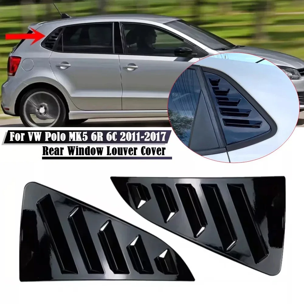 

Pair Car Side Window Louver Cover For VW Polo MK5 6R 6C 2011-2017 Glossy Black Blind Shutter Side Vent Trim Exterior Accessory