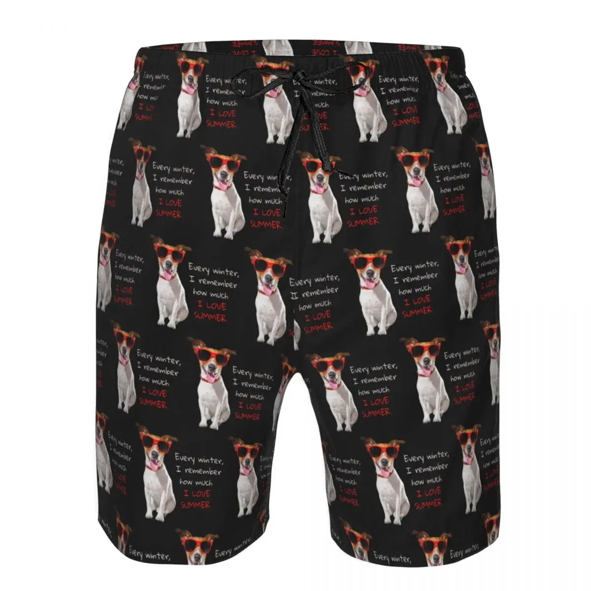 

Jack Russell Terrier Dog In Red Sunglasses Trunks Beach Board Shorts Casual Quick Dry Swim Summer Men Pants