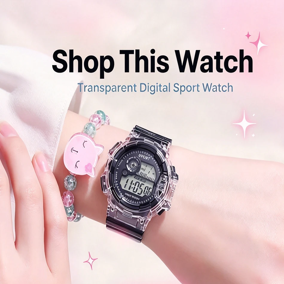 Electronic watch ins high value junior high school students' watches for boys and girls' sports luminous children and students.