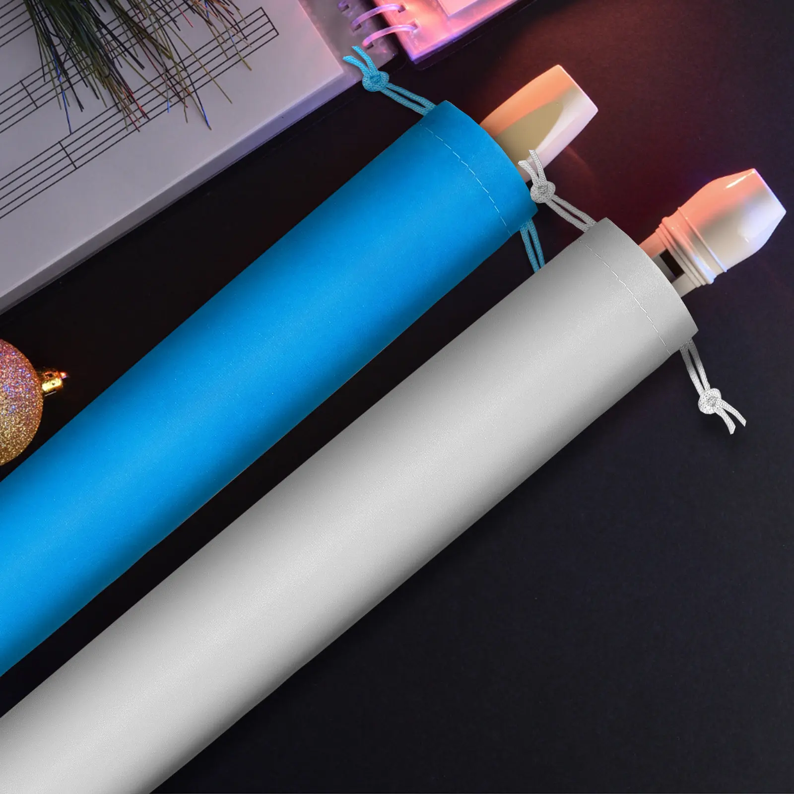 3 Pcs Drawstring Storage Bag Clarinet Carrying Case Flute Pouch for Vertical Flutes Music Instrument