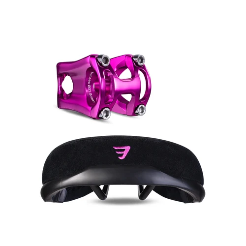 Imagen 1 del producto Funsea-vástago de bicicleta de aleación anodizada, Barebore púrpura, extensión de manillar de 31,8mm, sillines de bicicleta de 50mm hechos de franela, rieles de 8mm