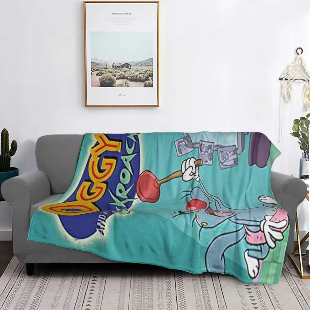 

Animation Anime Film Oggy And The Cockroaches Blanket Soft Warm Flannel Throw Blanket Bedding for Living room Picnic Home Couch