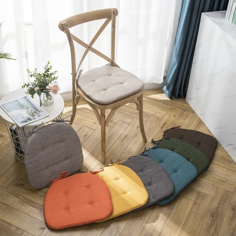Almofada de cadeira de linho, moda antiderrapante, esponja colorida, para cadeira de sala de jantar, paletes para uso ao ar livre, jardim