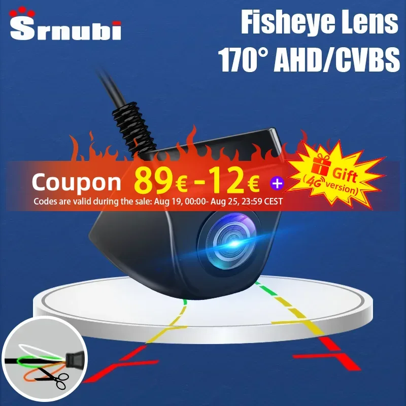 

Srnubi HD AHD 1920*1080P 170 Degree Fisheye Lens Starlight Night Vision Vehicle Rear View Reverse Camera Car Universal Camera