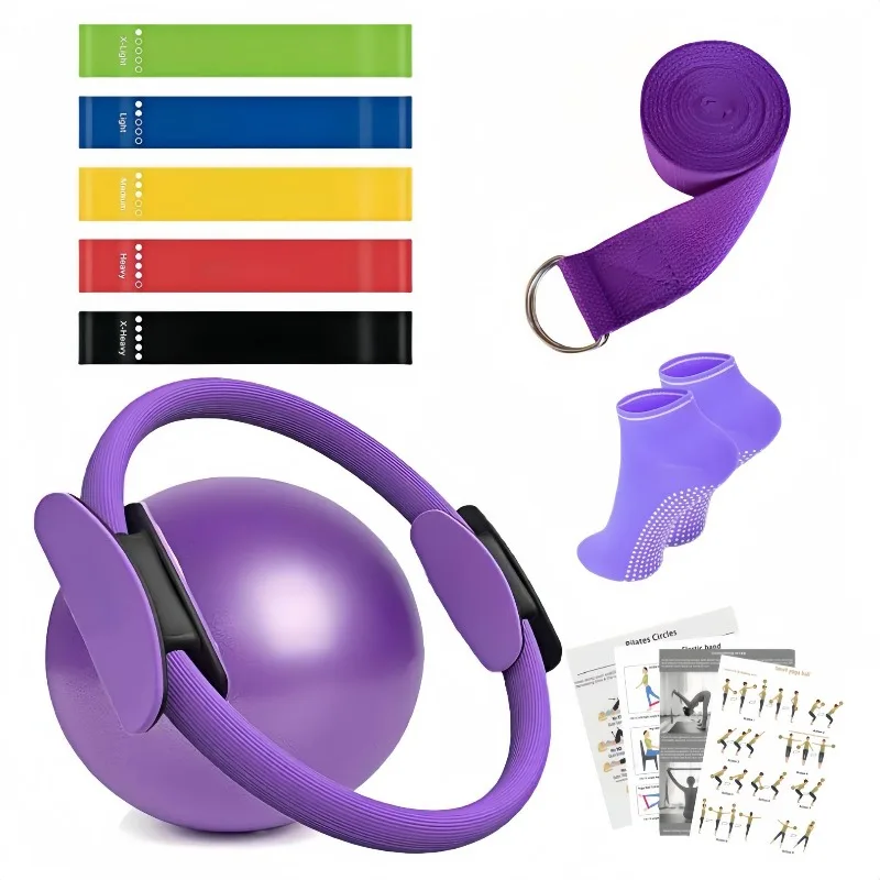 

9-piece Set of New Pilates Rings and Balls with 5 Resistance Belts for Home Exercise Yoga Balls Outdoor Home Exercise