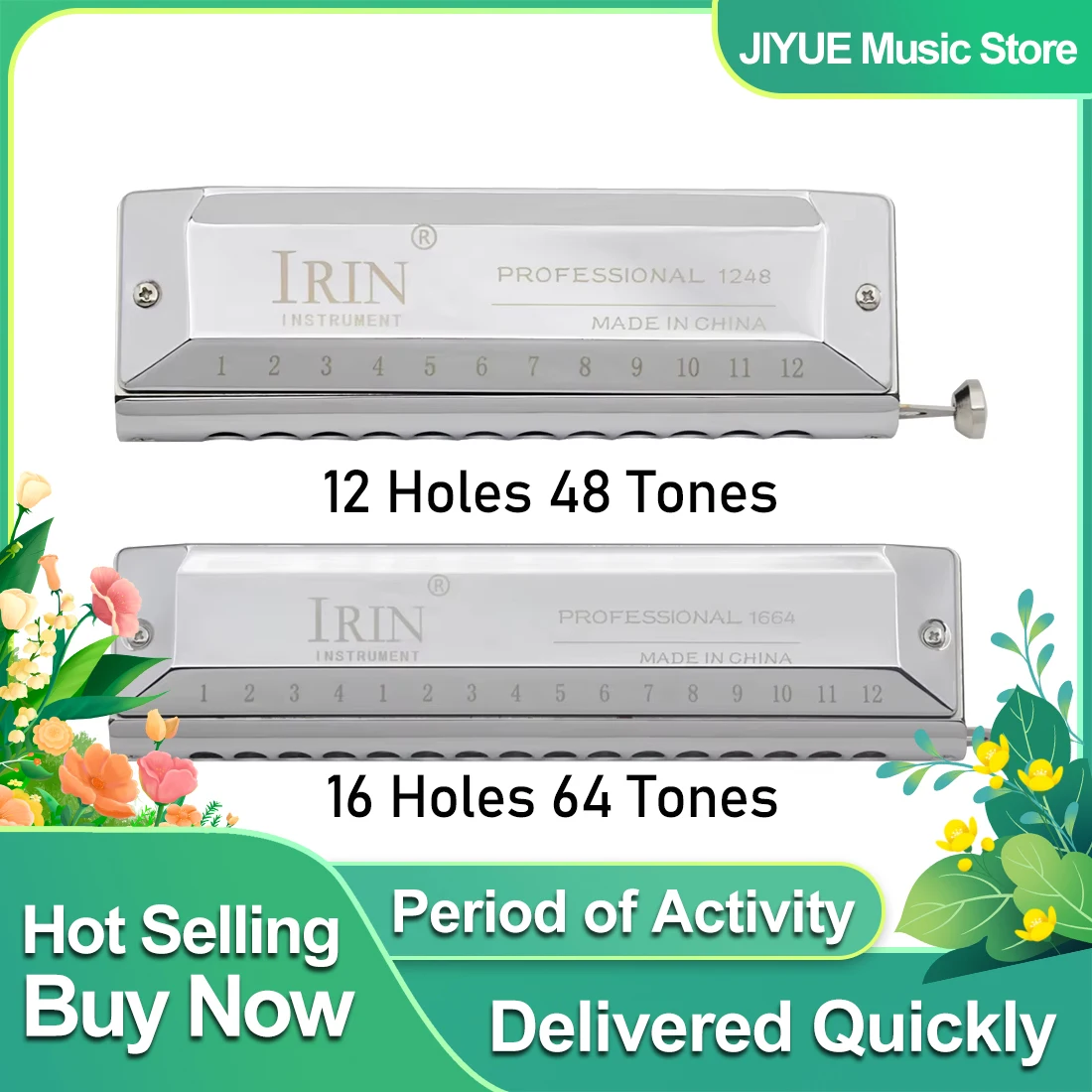 

Хроматическая губная гармошка IRIN, 16 отверстий, 64 нота/12 отверстий, 48 нот, полуфон, профессиональная губная гармошка, деревянный духовой музыкальный инструмент