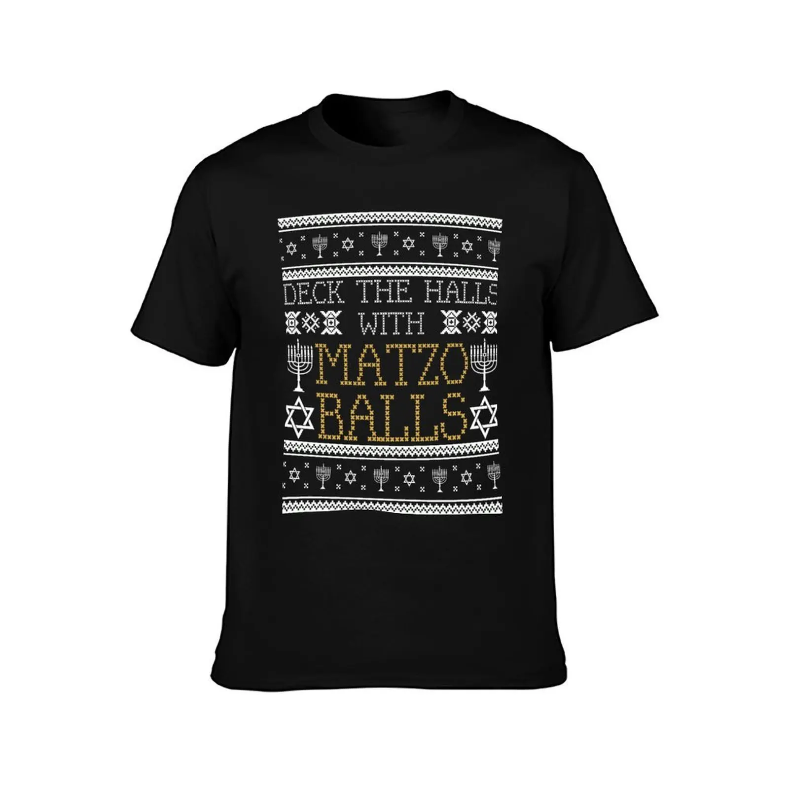 Deck The Halls With Matzo Balls Ugly Hanukkah Sweater T-Shirt Sporty Casual Quick Dry T-Shirt