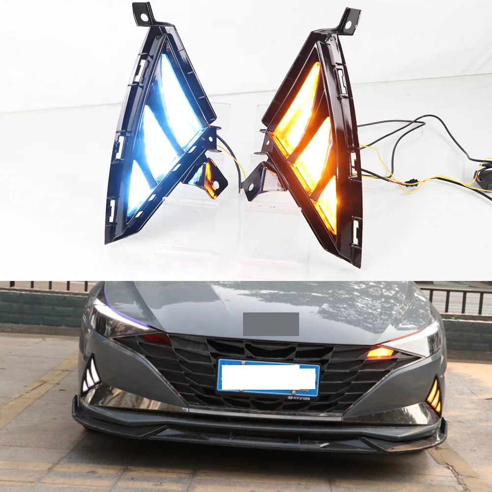 Auto Daytime Running Light LED DRL Front Foglight Head Fog Lamp Body Kit Upgrade Accessories For Hyundai Elantra  Avante 2021