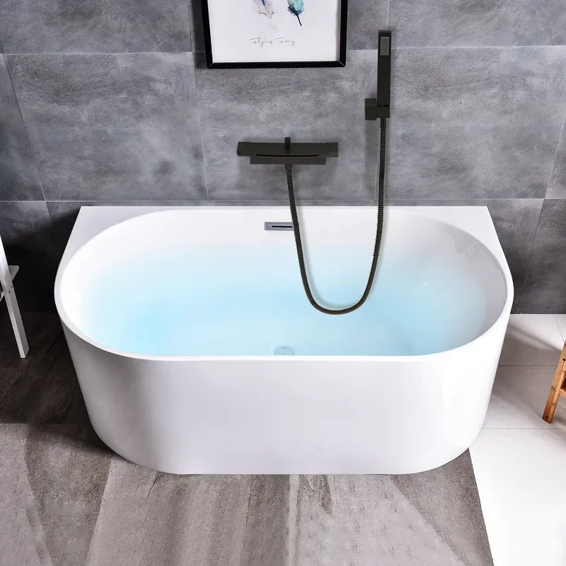 For Small Apartment Deep Soaking Acrylic Bathtub Household Hotel B&B Use Space Saving Design Comfortable Bathing Experience