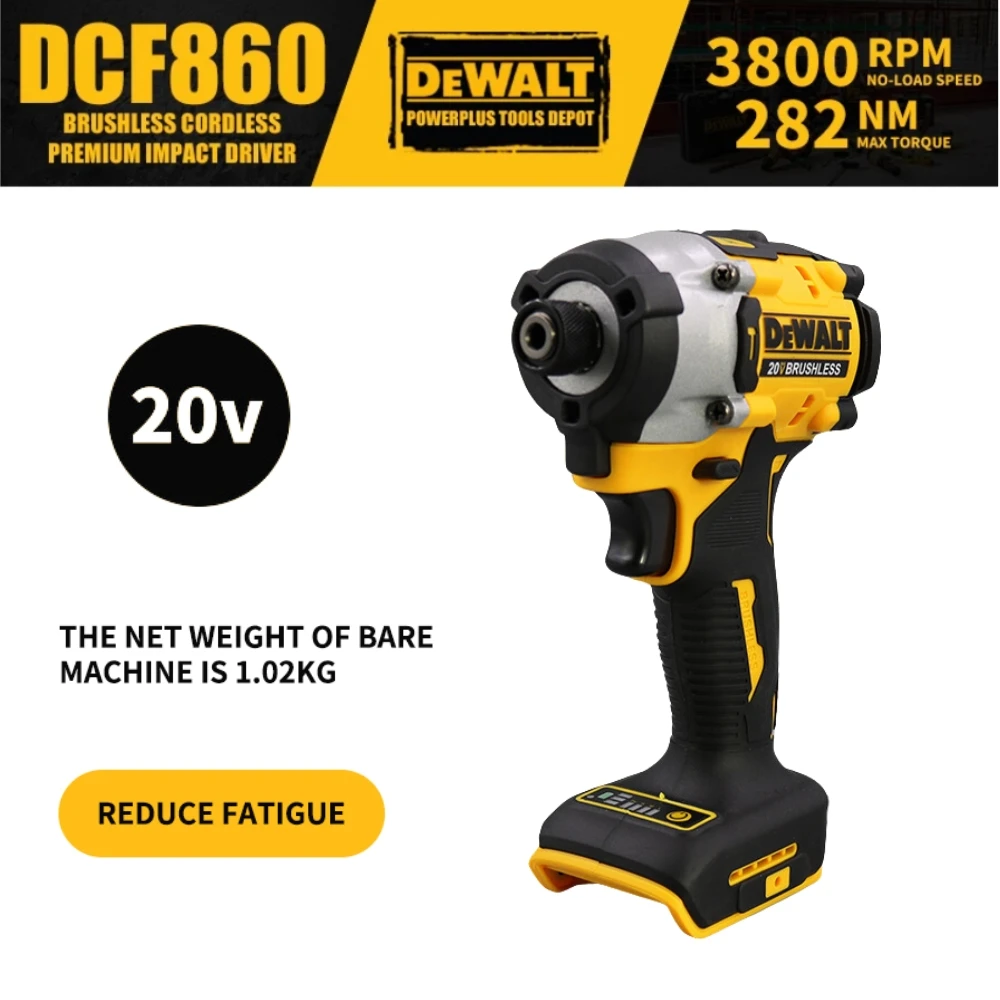 DEWALT DCF860 Kit Brushless Cordless Premium Impact Driver 282NM 20V Power Tools With Battery Charger