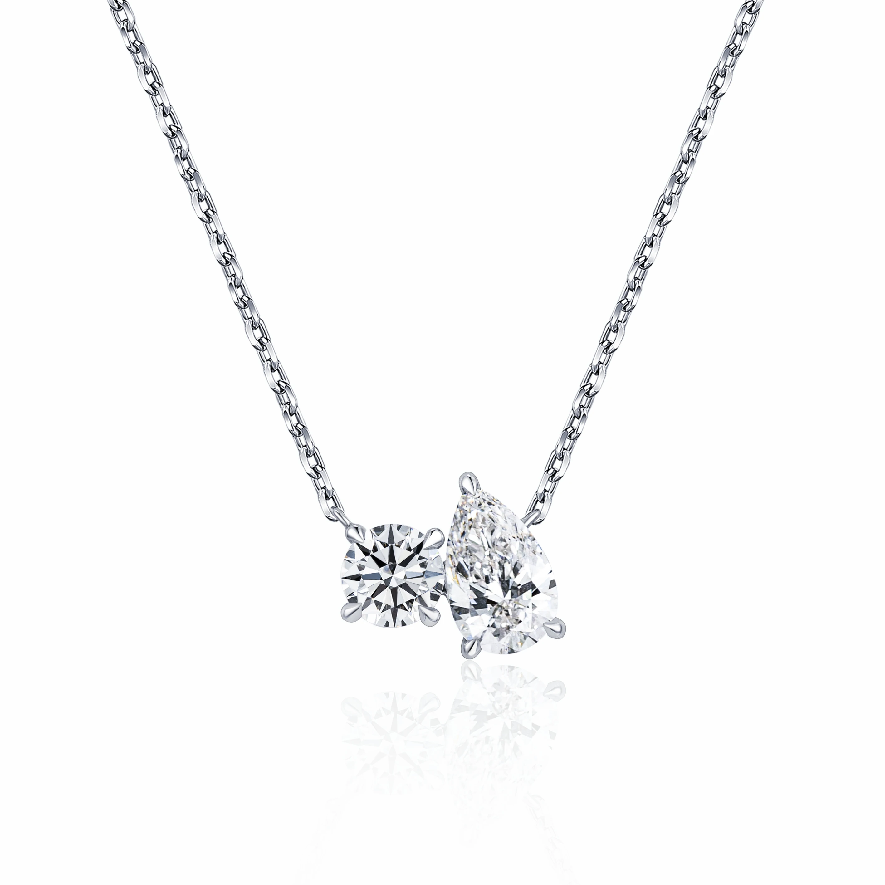1CT Pear Shape Real Lab Grown Diamond Necklace With IGI Certificate 9K Gold Pendant For Women Girls In Stock MSN-985