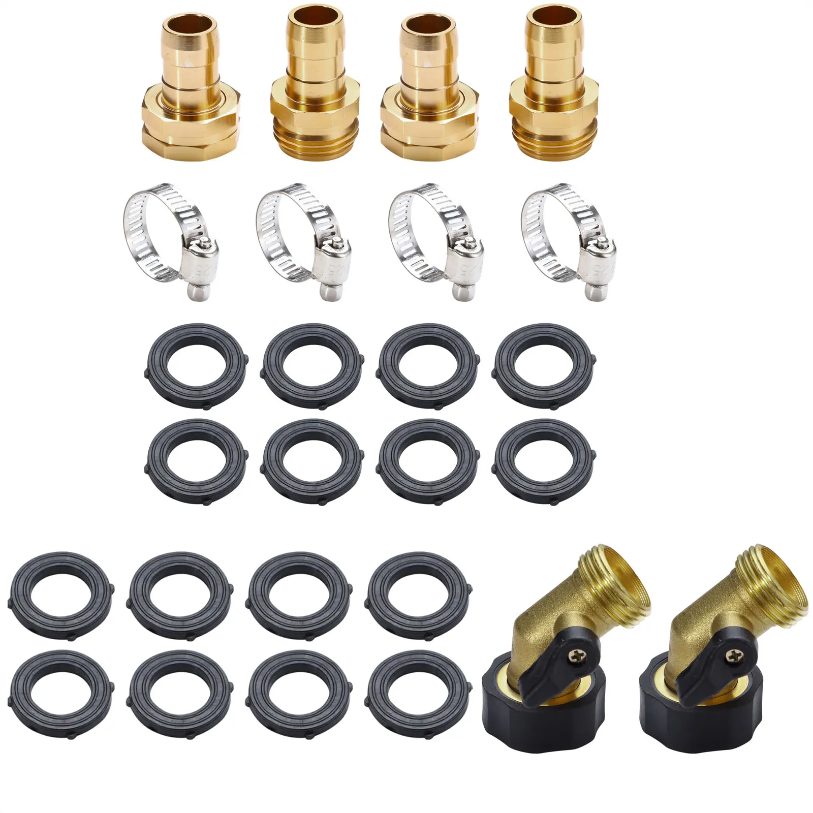 

Repair Joint Irrigation System Brass Garden Hose Repair Connectors //Tighten Clamps or Hose Elbow Connector with Shut Off Valve