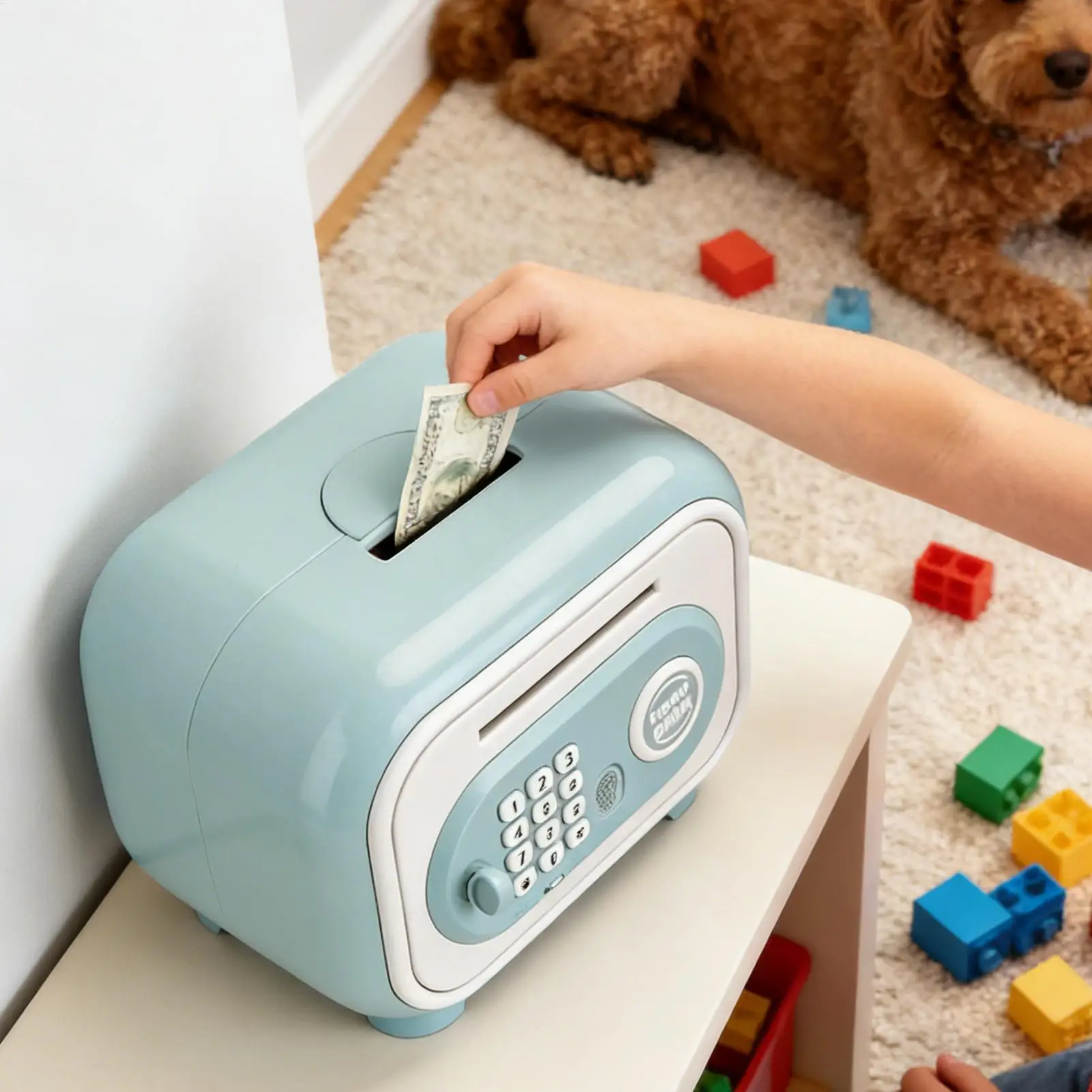 

Kids Electronic ATM Bank Toy with Password & Fingerprint Scanner Educational Toy for Money Counting, Savings & Math Skills