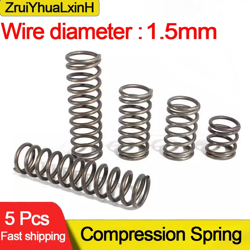 

5Pcs/Lot 1.5mm 65MN Steel Micro Small Compression Spring OD 8/9/10/11/12/13/14/15/16/17/18/19/20/22/25mm Length 10mm to 100mm