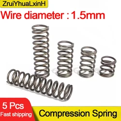 5Pcs/Lot 1.5mm 65MN Steel Micro Small Compression Spring OD 8/9/10/11/12/13/14/15/16/17/18/19/20/22/25mm Length 10mm to 100mm