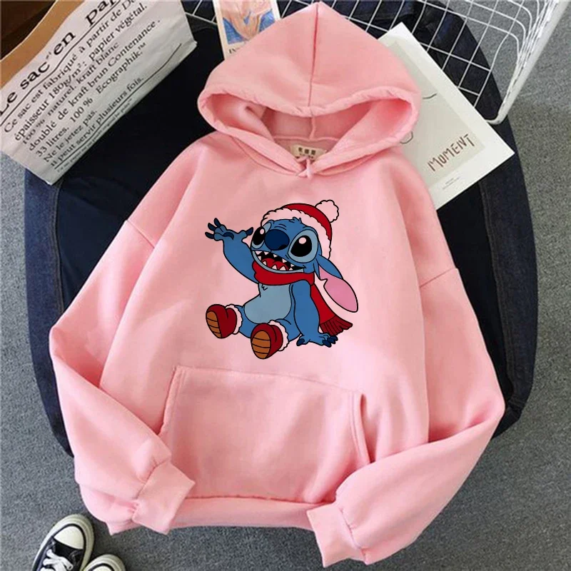 Hip Hop Grunge Funny Y2k Christmas Sweatshirt Lilo Stitch Disney Cartoon Hoodies Women Cute Stitch Anime Manga Hoody Female