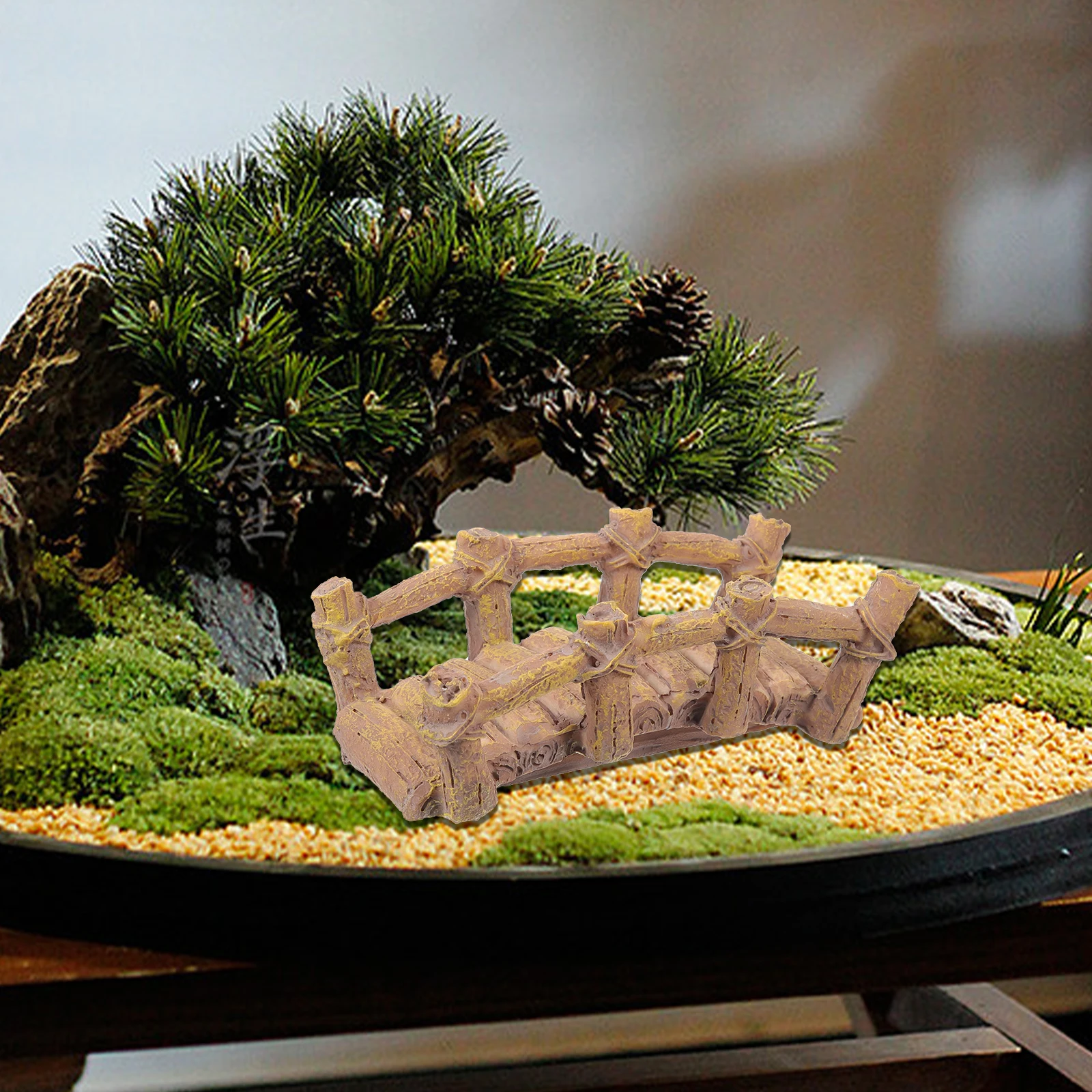

Mini Resin Wooden Bridge Sand Table nament Garden Yard Decor Model Outdoor Pond Decoration Small Vivid Bridge Prop for Home