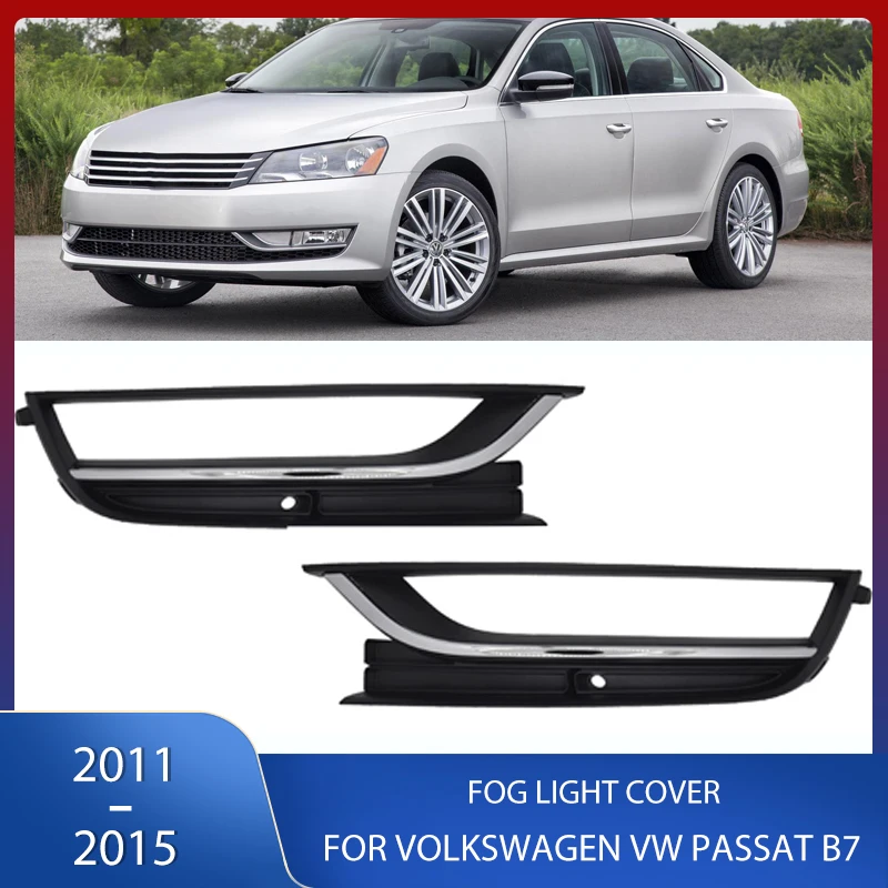 

Car Front Fog Light Lamp Cover Grille Chrome Frame Trim For VW Volkswagen Passat B7 2011 2012 2013 2014 2015 56D853665 56D853666