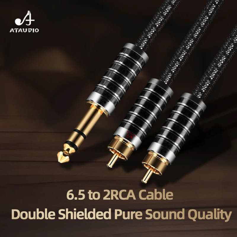 Cavo HiFi da 6,35 mm a 2RCA OCC e argento placcato 1/4 pollici 6,35 TRS Spina stereo a 2RCA maschio Cavo audio amplificatore professionale