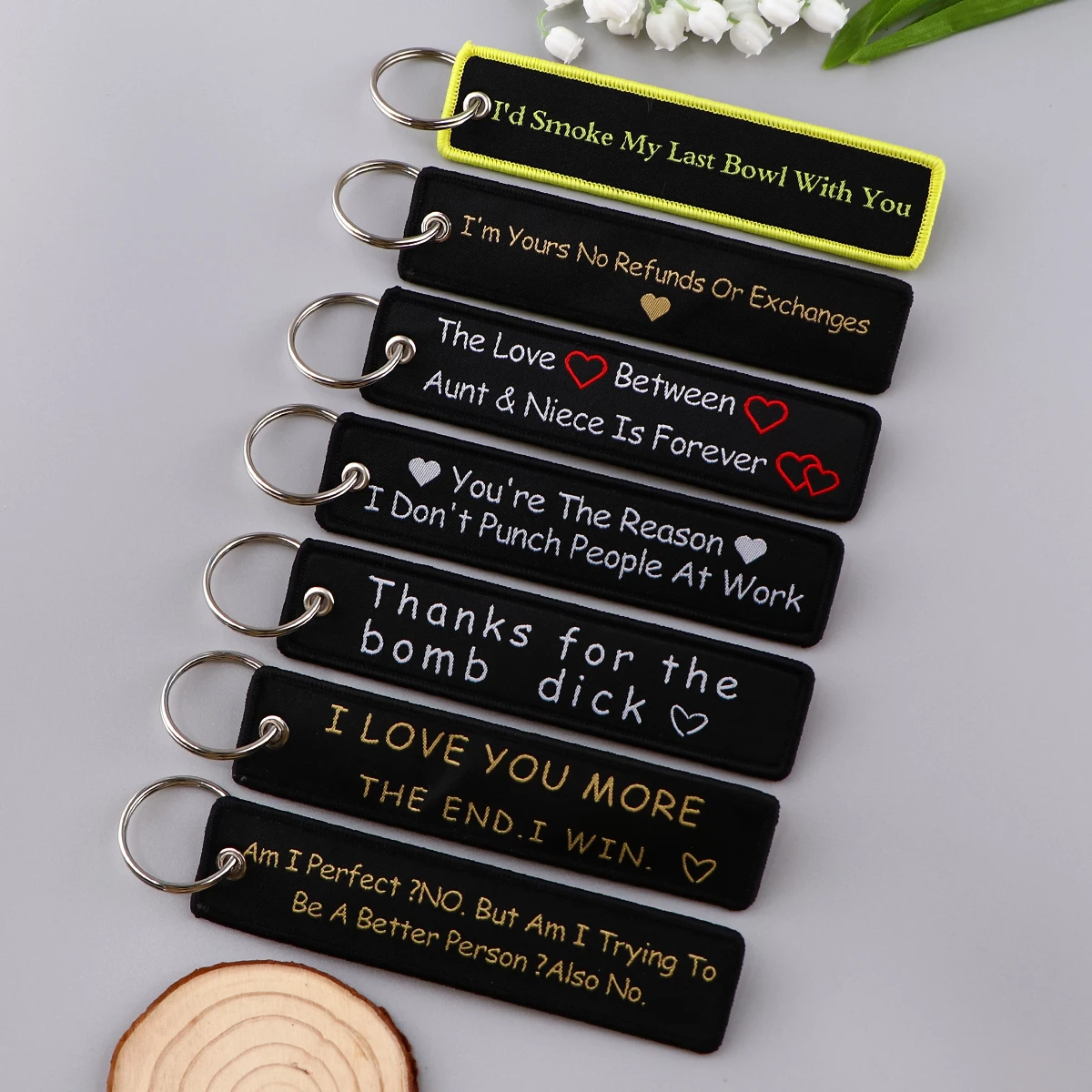 

1PCS Quotation Embroidered Keys Tag Keychains For Motorcycles Car Fashion Backpack Jewelry Accessories Gifts For Friends