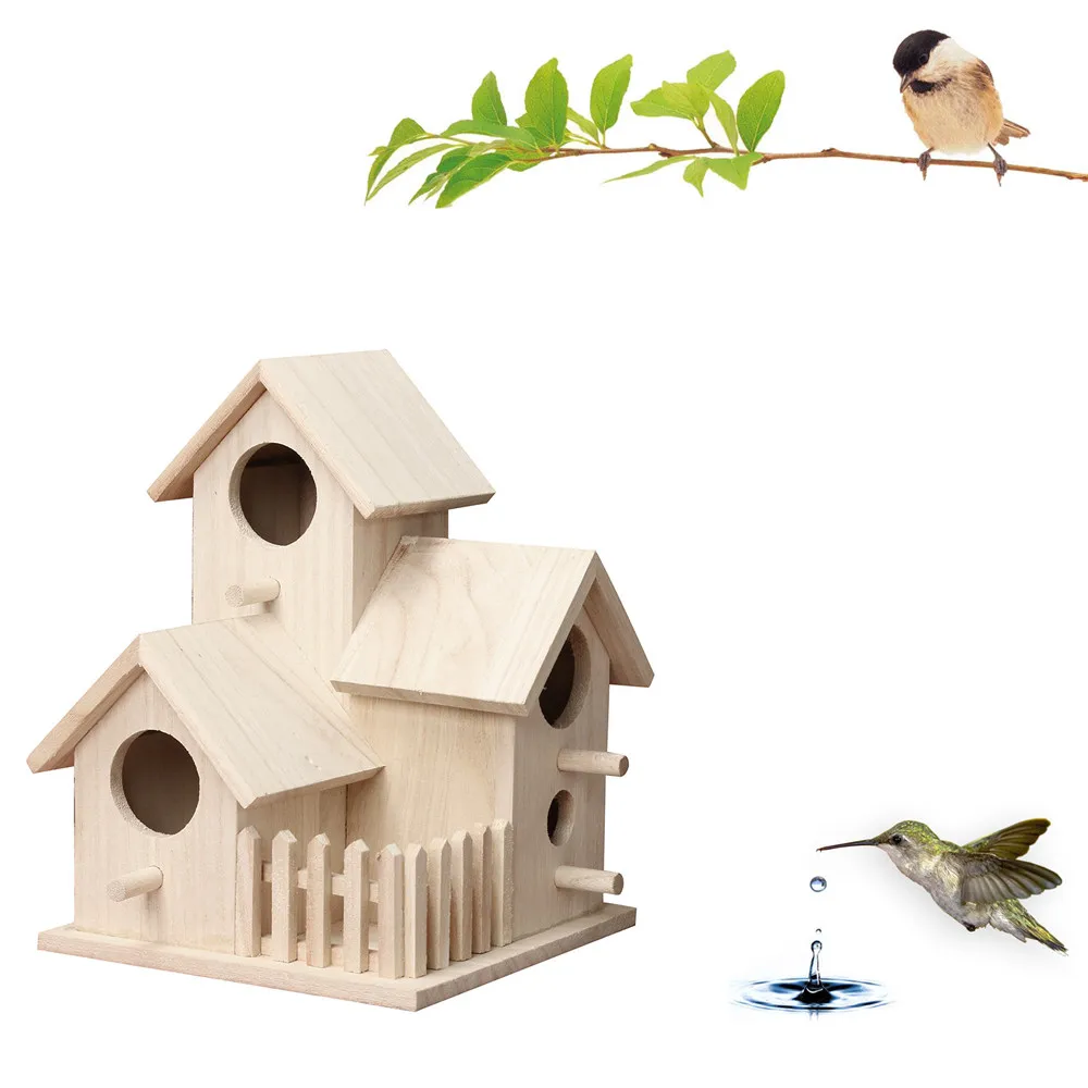 Wooden Mini Bird Cage Outdoor Hanging Birdhouse Box Garden Bird Cages Home Yard Decoration Bird Products Wooden Bird Parrot Nest