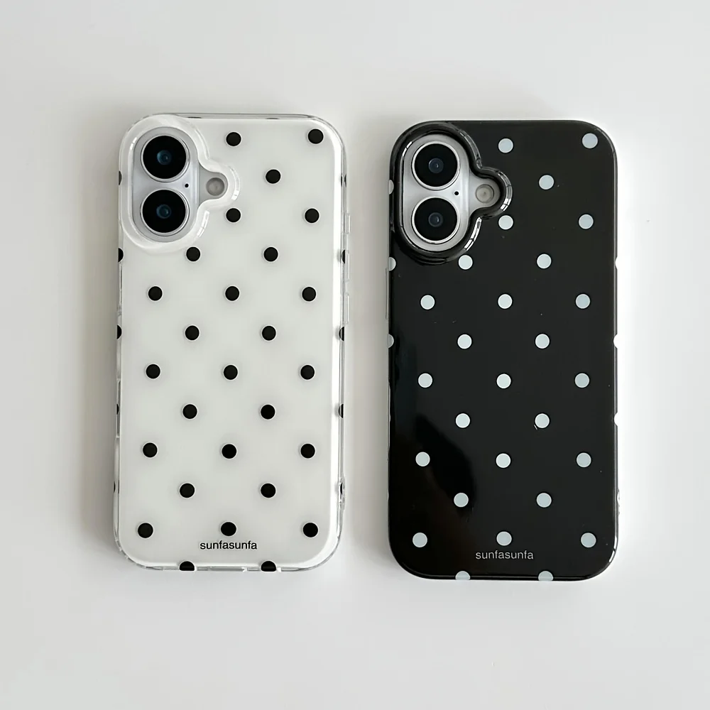 Simple Black White Polka Dot Design Phone Case for Samsung Galaxy S25 S24 S23 S22 S21 FE Ultra Plus 
