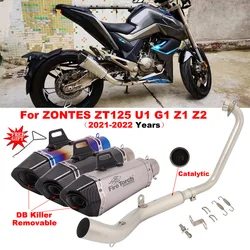 Slip On For ZONTES ZT125 U1 G1 Zt125 U1 G1 Z1 Z2 Motorcycle Exhaust Escape Modifide Moto Muffler Front Mid Link Pipe DB Killer
