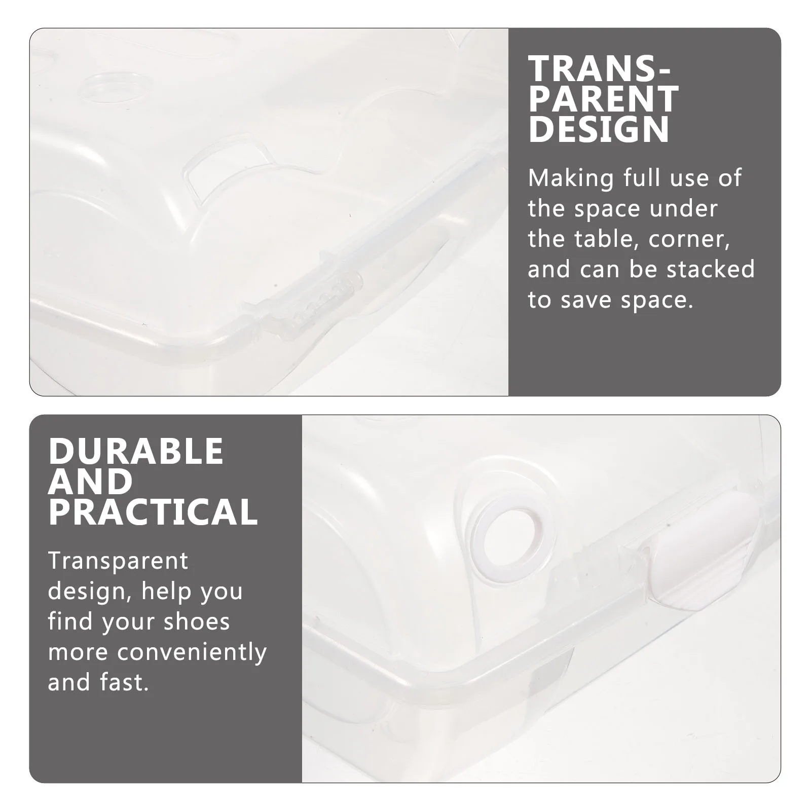 

6pcs Shoe Storage Boxes Large Transparent Stackable Plastic Organizer White Suitable for Most Shoes Size Space Saving